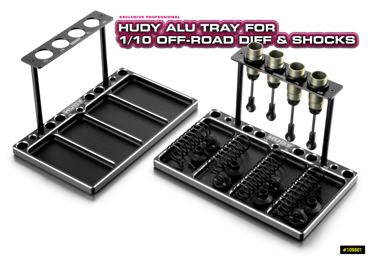 HUDY Alu Tray for 1/10 Off-Road Diff and Shocks